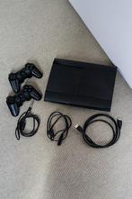 Playstation 3 Ultra Slim 500GB met 2 Controllers, Spelcomputers en Games, Spelcomputers | Sony PlayStation 3, Gebruikt, Super Slim