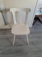 Brocante witte houten stoel, Gebruikt, Wit, Ophalen of Verzenden, Eén