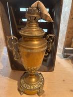 Oude olielamp met glazen kap, Antiek en Kunst, Ophalen, Brons