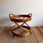Mid century Rotan bamboe  Trolley Barcart Vintage, Ophalen, Minder dan 45 cm, Minder dan 55 cm, Gebruikt