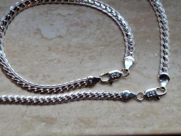 T.KA HAGELNIEUW SET ZILVEREN 925 KETTING MET ARMBAND 31,6 GR beschikbaar voor biedingen