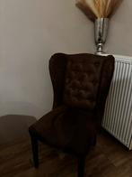 4 Donkerbruine landelijke eetkamerstoelen, Ophalen, Bruin, Landelijk klassiek, Zo goed als nieuw