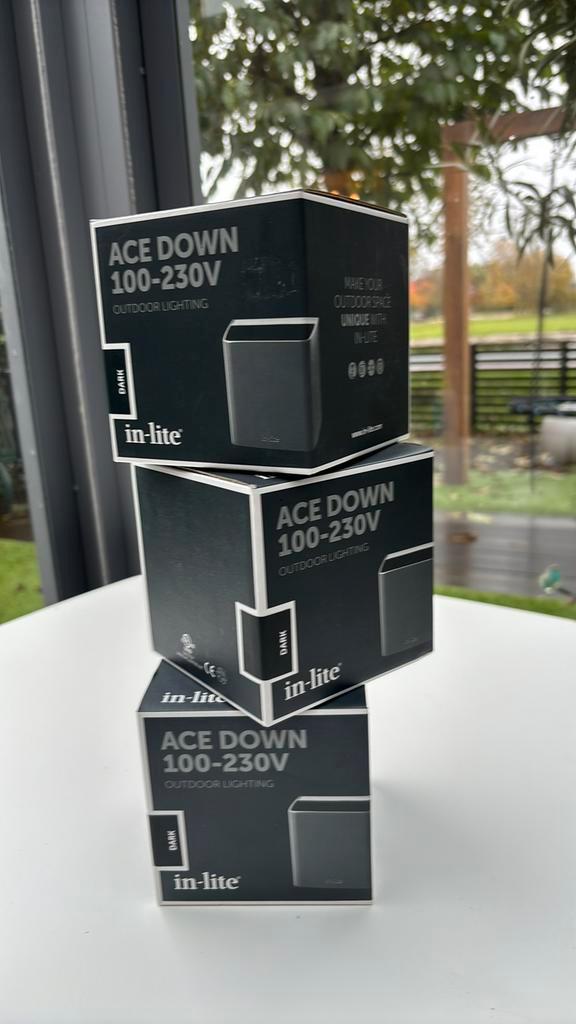 Inlite Ace Down Dark 100-230V, Tuin en Terras, Buitenverlichting, Nieuw, Wandlamp, Aluminium, Minder dan 50 watt, Netvoeding, Ophalen of Verzenden