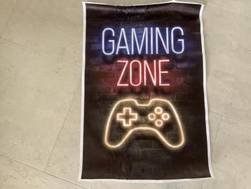 Poster doek Gaming zone 52 bij 77 cm mancave beschikbaar voor biedingen