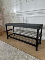 Nieuw zwart design houten schoenenrek met bankje, Ophalen, Nieuw