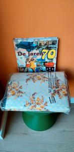 Vintage Retro laken 2 persoons jaren 70  245 x 175, Eenpersoons, Beige, Overige typen, Nieuw