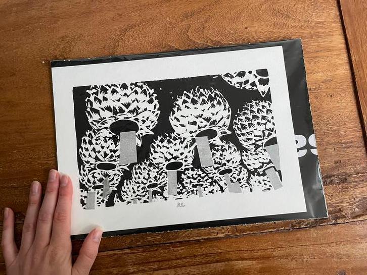 Zeef / linodruk print A4 formaat, Antiek en Kunst, Kunst | Litho's en Zeefdrukken, Ophalen of Verzenden