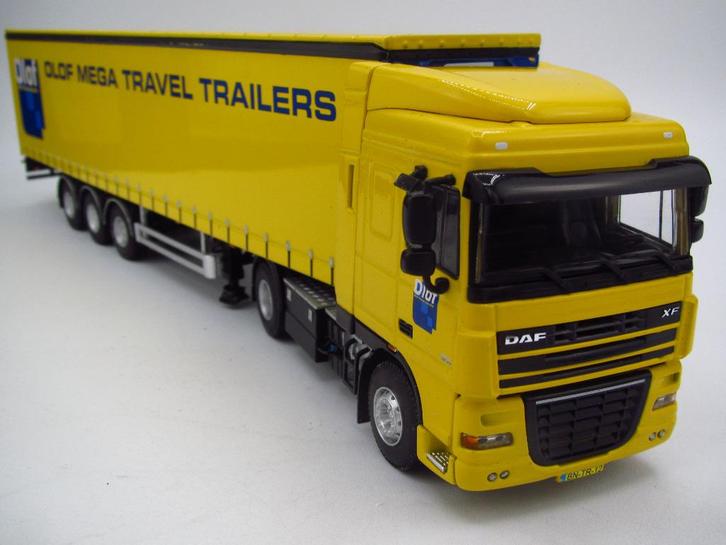 WSI - DAF XF miniatuur '' Olof Mega Trailers '' 1:50, Hobby en Vrije tijd, Modelauto's | 1:50, Zo goed als nieuw, Bus of Vrachtwagen