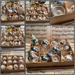 klassieke zilverkleurige kerstballen+figuren Puurnostalgie, Ophalen of Verzenden, Gebruikt