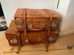 1 Vintage retro koffer reiskoffer sierkoffer leer leder, Gebruikt, 50 tot 60 cm, Slot, Leer