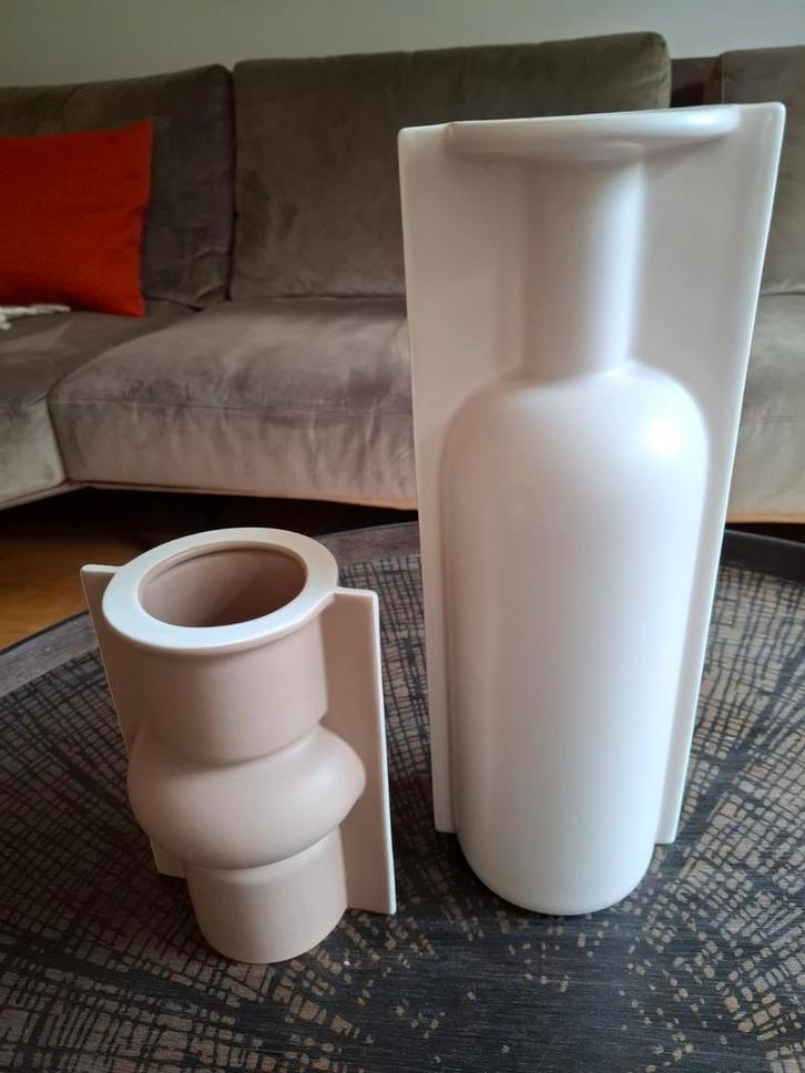 HK Living Vazen Set - Modern Design, Huis en Inrichting, Woonaccessoires | Vazen, Zo goed als nieuw, Wit, Minder dan 50 cm, Aardewerk of Porselein