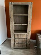 Boekenkast en sitetable van acaciahout, Ophalen, 100 tot 150 cm, Zo goed als nieuw, Met lade(s)