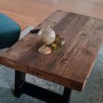 Salontafel grof oud houten blad  L120xb60 (eiken), Ophalen, 50 tot 100 cm, Minder dan 50 cm, Rechthoekig
