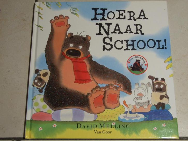 Hoera naar school! / David Melling    , Boeken, Kinderboeken | Kleuters, Zo goed als nieuw, Fictie algemeen, Jongen of Meisje