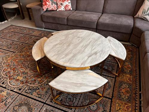 Luxe Ronde Salontafel met 4 inschuifbare delen, Huis en Inrichting, Tafels | Salontafels, Zo goed als nieuw, Minder dan 50 cm