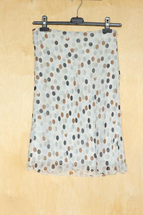 Comma prachtige zijden witte rok met stippen M 38, Kleding | Dames, Rokken, Zo goed als nieuw, Maat 38/40 (M), Wit, Onder de knie