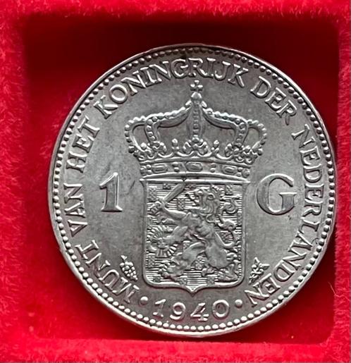 1 gulden 1940 Wilhelmina, Postzegels en Munten, Munten | Nederland, Losse munt, 1 gulden, Koningin Wilhelmina, Zilver, Ophalen