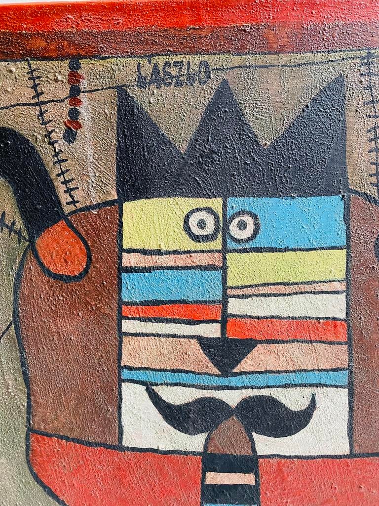 Abstract olieverf schilderij van Laszlo Kiraly, Antiek en Kunst, Ophalen of Verzenden