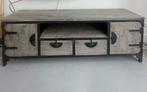 Stoer industrieel TV meubel Basto Grey van Tower Living, Ophalen, Zo goed als nieuw, Minder dan 100 cm, Metaal