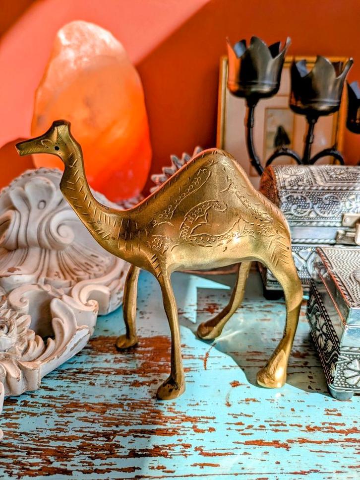 Vintage Messing Dromedaris, Verzamelen, Beelden en Beeldjes, Zo goed als nieuw, Dier, Ophalen of Verzenden