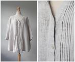 Ulla Popken - mooie linnen blouse / grijs creme / maat 50 52, Kleding | Dames, Grote Maten, Verzenden, Blouse of Tuniek, Ulla Popken