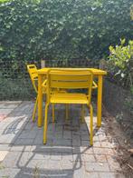 Merk emu, Gele metalen tuinset - tafel en 4 stoelen, Tuin en Terras, Ophalen, Gebruikt, Metaal