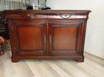 Klassieke mahonie vitrinekast /buffetkast van mahoniehout, Glas, Zeer mooie 2-delige klassieke vitrinekast van mahoniehout, Ophalen of Verzenden