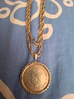 Zilveren ketting met zilveren tientje  hanger, Met hanger, Gebruikt, Ophalen of Verzenden, Zilver