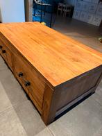 Robuuste teakhouten salontafel met lades, Huis en Inrichting, Ophalen, Gebruikt, Landelijk, industrieel, Teakhout