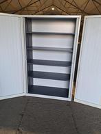 Metalen roldeurkast met 4 legborden, Ophalen, Gebruikt, 100 tot 150 cm, Metalen roldeurkasten