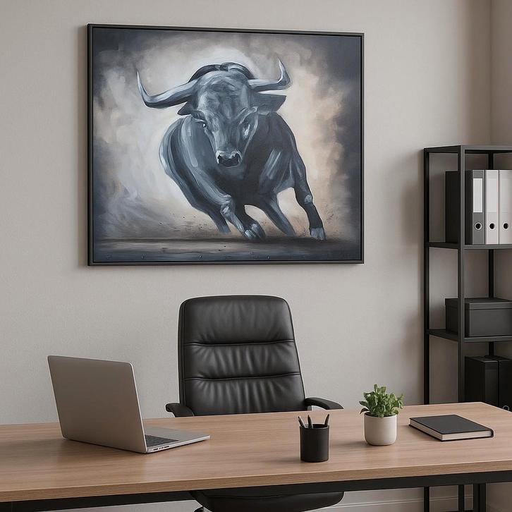 Stieren schilderij, Antiek en Kunst, Kunst | Schilderijen | Abstract, Ophalen of Verzenden
