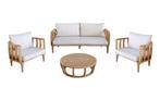 Stoel-Bank Loungeset Mataro | 4-delig | Acacia & Taupe | Eur, 4 zitplaatsen, Verzenden, Nieuw, Bank