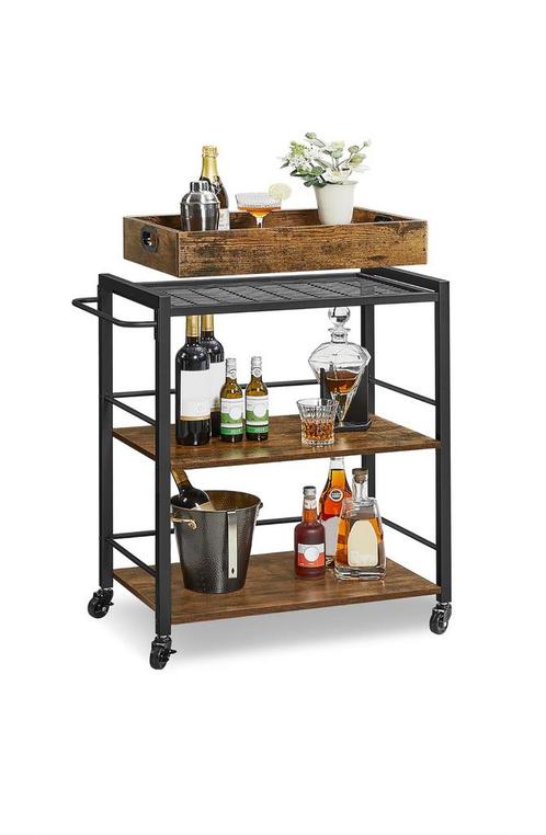 (NIEUW) Keukenkar met 4 wielen, Huis en Inrichting, Keuken | Keukenelementen, Nieuw, Minder dan 100 cm, 25 tot 50 cm, Bruin, Ophalen