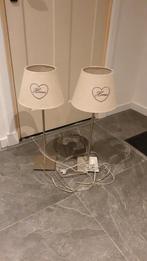 2 leuke staande lampen, rvs voet geborsteld., Ophalen of Verzenden, Gebruikt, Rond, 50 cm of meer