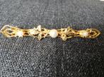 Goudkleurige Broche met Pareltjes, Overige materialen, Nieuw, Ophalen of Verzenden, 7 tot 10 cm