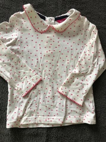 Leuk shirtje/blousje met kraagje, ecru + roze sterren mt 86 beschikbaar voor biedingen