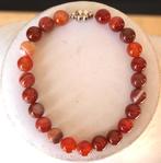 armband van rood gestreept agaat  20 cm lang, Ophalen of Verzenden, Nieuw, Rood, Zilver