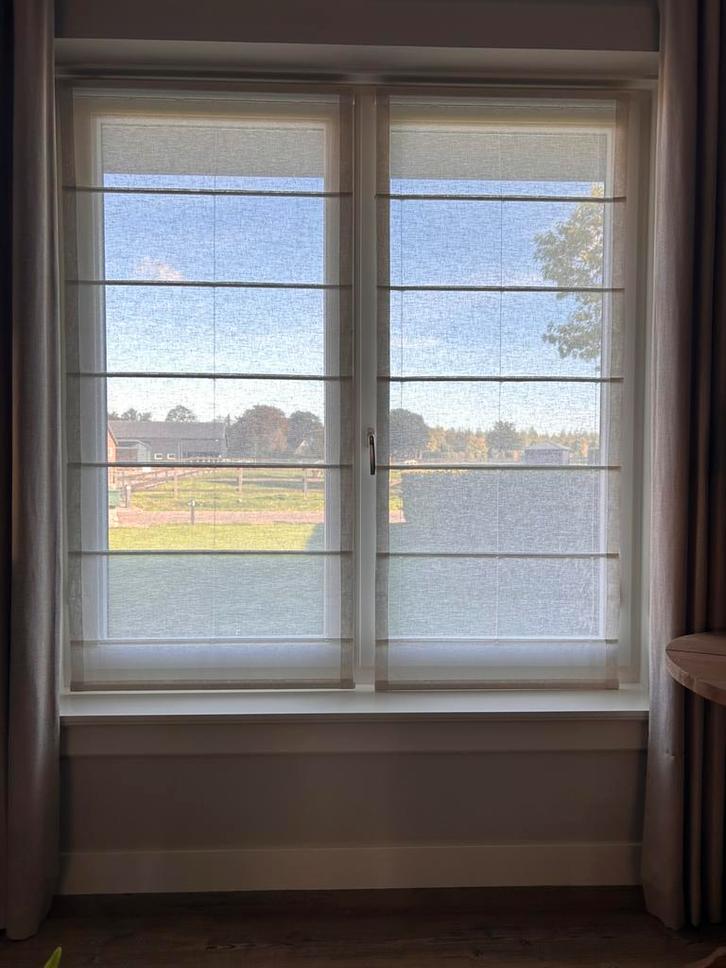 Vouwgordijnen 2 stuks, Huis en Inrichting, Stoffering | Gordijnen en Lamellen, Zo goed als nieuw, 150 tot 200 cm, 50 tot 100 cm