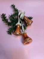 Oude vintage tros kerstklokjes glas bronskleurig, Diversen, Kerst, Ophalen of Verzenden, Zo goed als nieuw