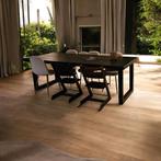 PUUUR Eettafel 240x100 cm Wengé hout zwart U-poot staal, Ophalen, 75 m² of meer, Zwart, Laminaat