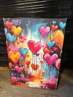 Canvas hartjes / valentijn €7,50 afhaal, Ophalen, Zo goed als nieuw, 50 tot 75 cm, Schilderij