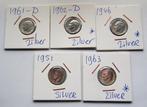 ** USA  -  5x  ZILVEREN**  One dime -  Diverse jaren  *, Postzegels en Munten, Munten | Amerika, Verzenden, Noord-Amerika, Setje
