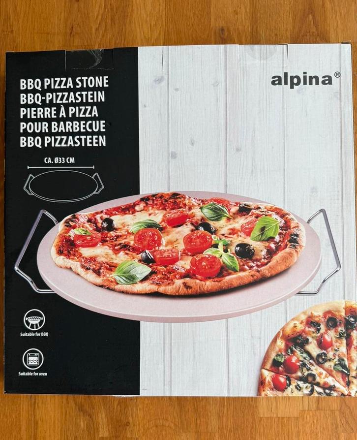 Alpina Pizzasteen - Pizza Steen voor BBQ en Oven - Ø33 cm, Tuin en Terras, Barbecue-accessoires, Nieuw, Ophalen of Verzenden