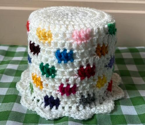 Hoesje hoedje wc-rol Toiletrolhoedje wit blokjes, Huis en Inrichting, Badkamer | Badtextiel en Accessoires, Nieuw, Overige typen