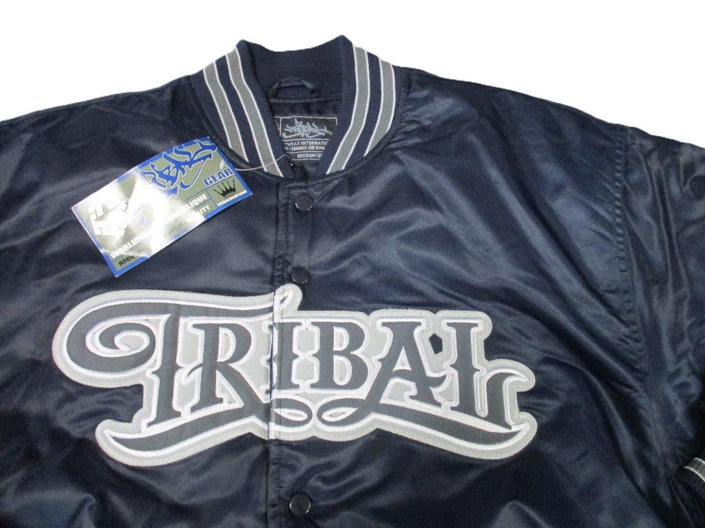 Tribal classic satin vintage bomber jacket navy blue large, Kleding | Heren, Maat 52/54 (L), Blauw, Nieuw, Weg en land