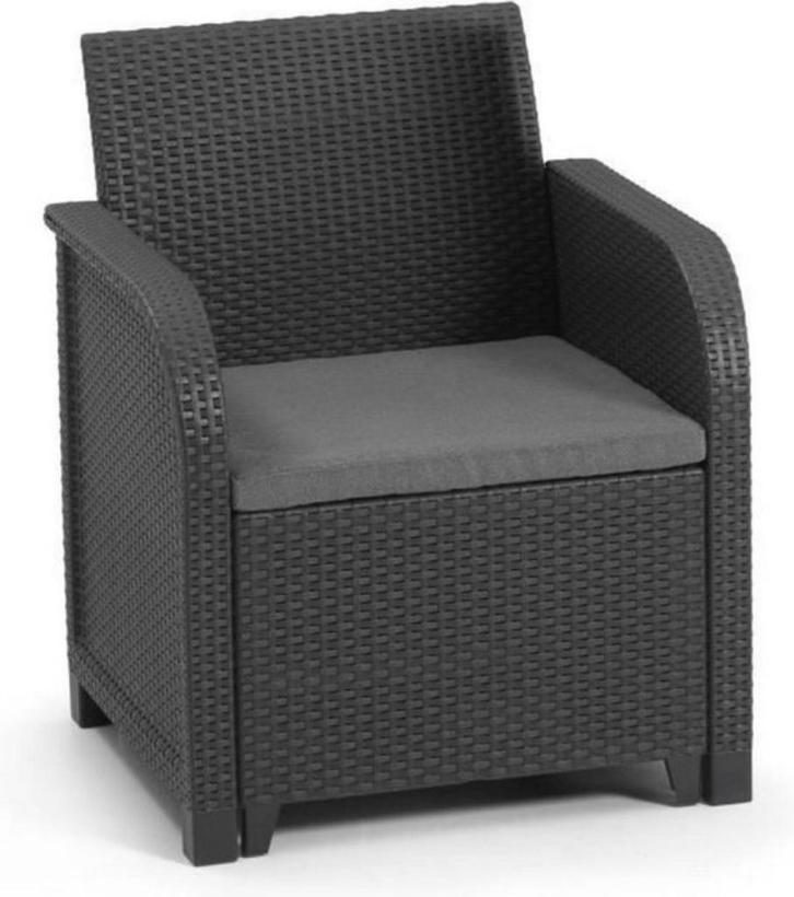 Tuinstoel Allibert by KETER San Remo rotan donker grijs, Tuin en Terras, Tuinmeubel-accessoires, Nieuw, Ophalen