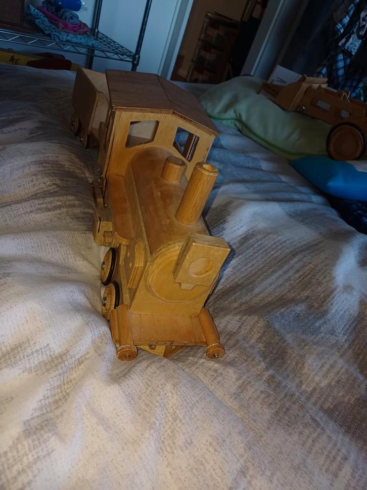 Houten Speelgoed Trein met Wagon, Antiek en Kunst, Antiek | Speelgoed, Ophalen