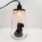 Kesbekelamp | Glazen hanglamp hondenlamp terrier, labrador, Ophalen of Verzenden, Glas, Industrieel stoer honden vintage retro
