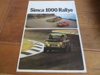 Folder Simca 1000 Rallye 1, Simca 1000 Rallye 2 1973, Zo goed als nieuw, Overige merken, Simca, Ophalen of Verzenden