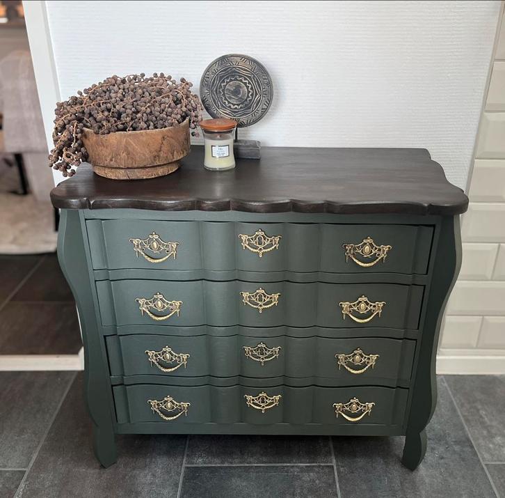 Prachtig gerestyled buikkastje / ladekastje groen, Huis en Inrichting, Kasten | Ladekasten, Zo goed als nieuw, Minder dan 100 cm